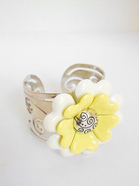 *Brighton* Silver Cuff Bracelet DAISY CORSAGE - Rare!! - FAST SHIP!